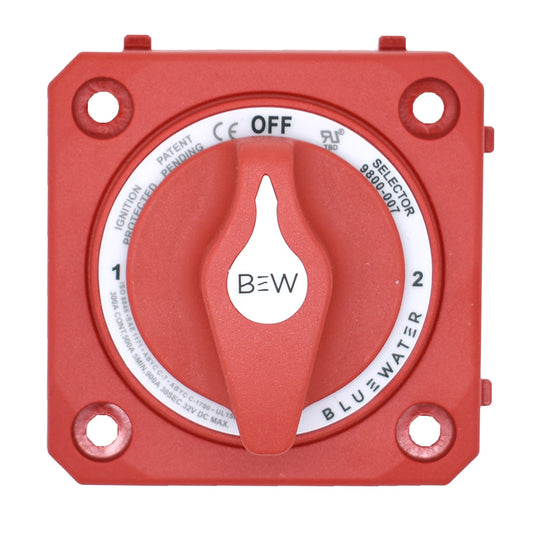 Bluewater Off/1/2/Both Battery Switch - Panel Mount - Red [9800-007-10]