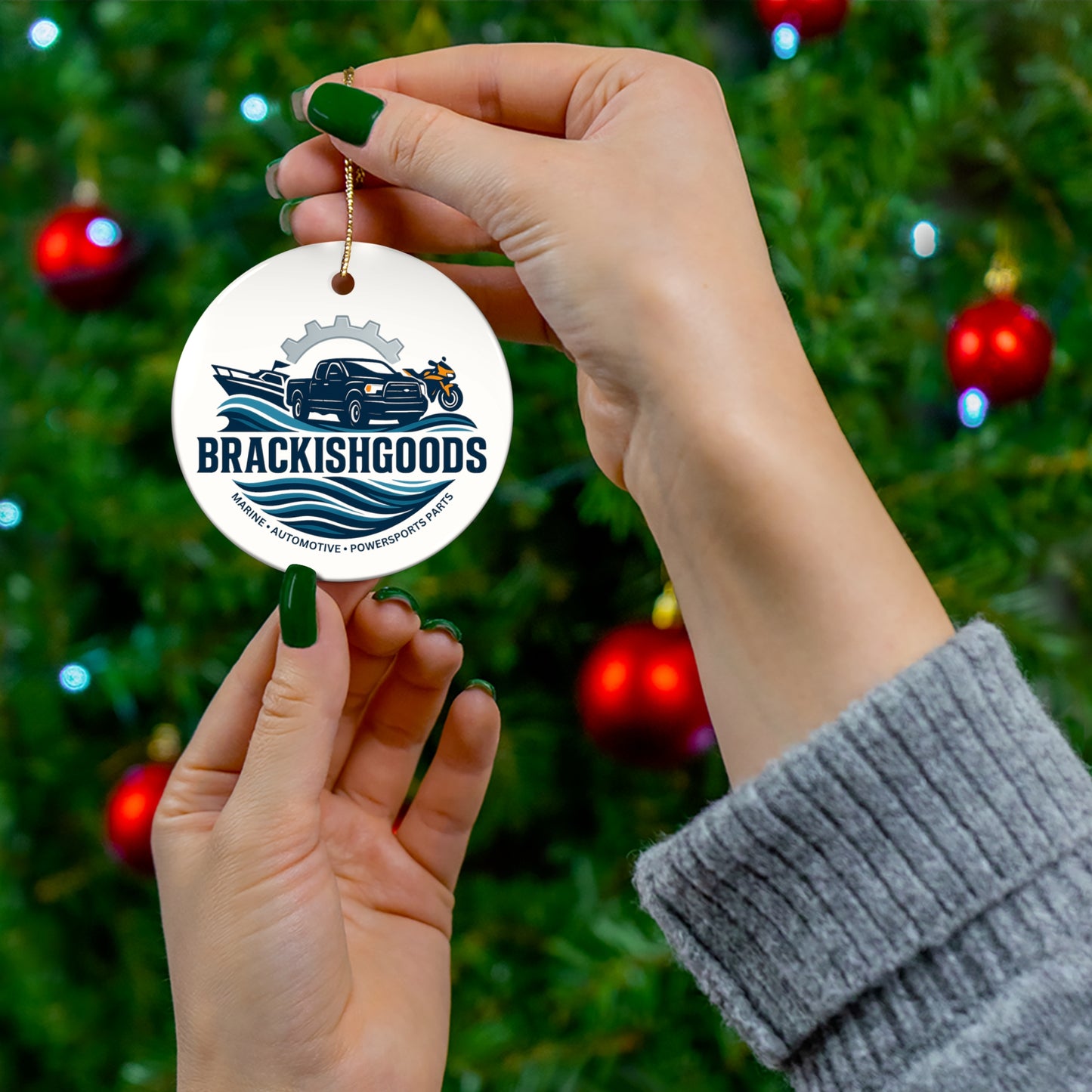 Personalized Ceramic Ornament - Custom Brackishgoods Design for Holidays and Celebrations