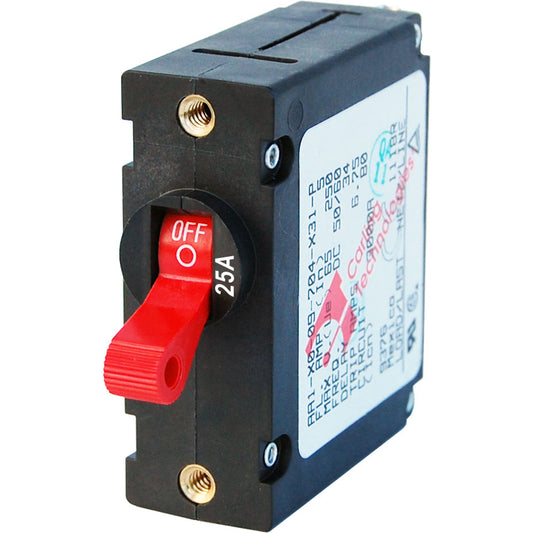 Blue Sea 7217 AC / DC Single Pole Magnetic World Circuit Breaker  -  25 Amp Red [7217]