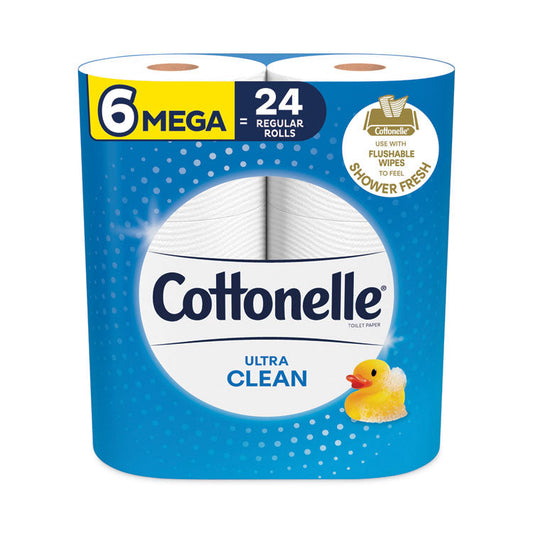 Cottonelle - Ultra CleanCare Toilet Paper, Strong Tissue, Mega Rolls, Septic Safe, 1-Ply, White, 284/Roll, 6 Rolls/Pack, 36 Rolls/Carton