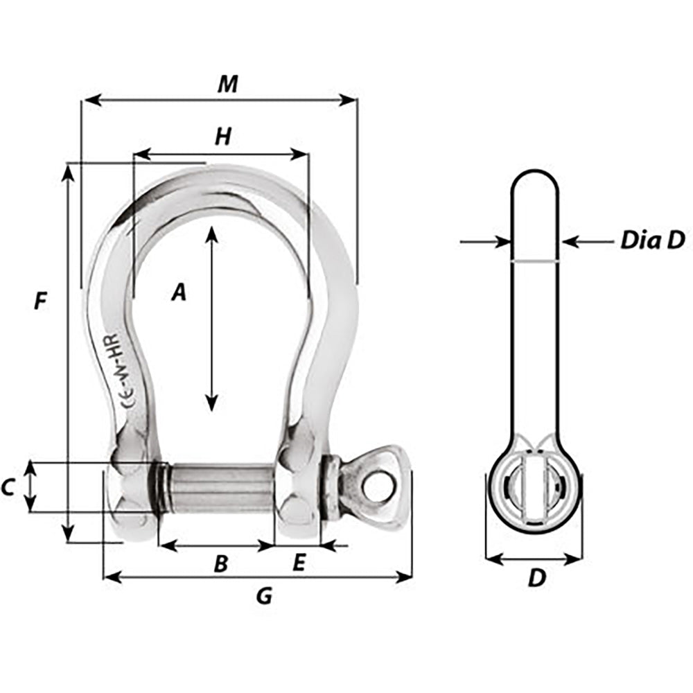 Wichard HR Bow Shackle - 20mm Diameter - 25/32" [11248]