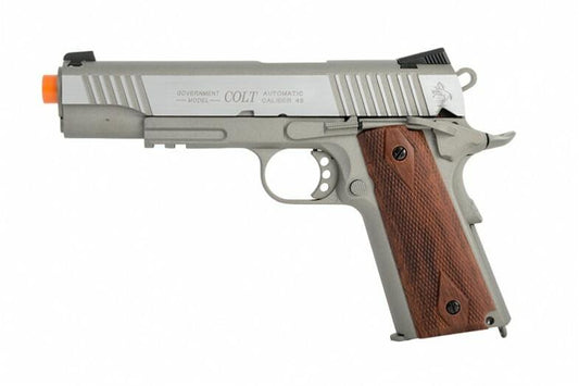 Colt 1911 .45 ACP CO2 Rail Gun Blowback Airsoft Pistol, Stainless