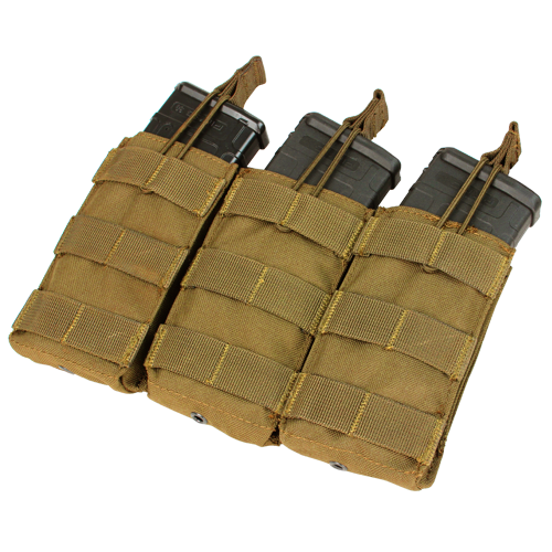 Condor MOLLE Triple M4/M16 Open Top Magazine Pouch, Coyote Brown