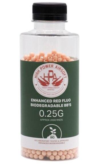 HPA 0.25g FLUO Biodegradable Red Tracer Airsoft BBs, 2000 Ct.