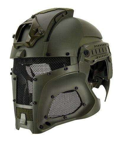 Interstellar Battle Trooper Full Face Airsoft Helmet, OD Green