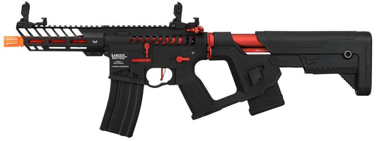 Lancer Tactical Enforcer Series NEEDLETAIL Skeleton ProLine Low FPS AEG Airsoft Rifle, Black / Red