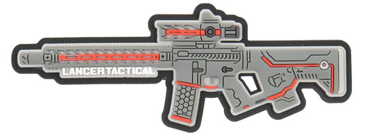 Lancer Tactical LT-34 Rifle PVC Morale Patch, Gray / Red