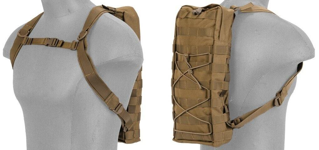 Lancer Tactical Nylon MOLLE Attachable Hydration Backpack, Tan