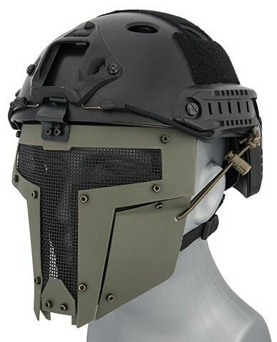 Mesh Mask Face Shield for Airsoft Helmet Systems, OD Green