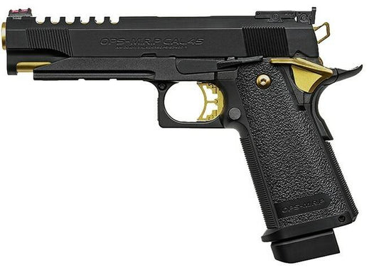 Tokyo Marui Hi-Capa 5.1 Gold Match Custom Gas Blowback Airsoft Pistol, Black / Gold