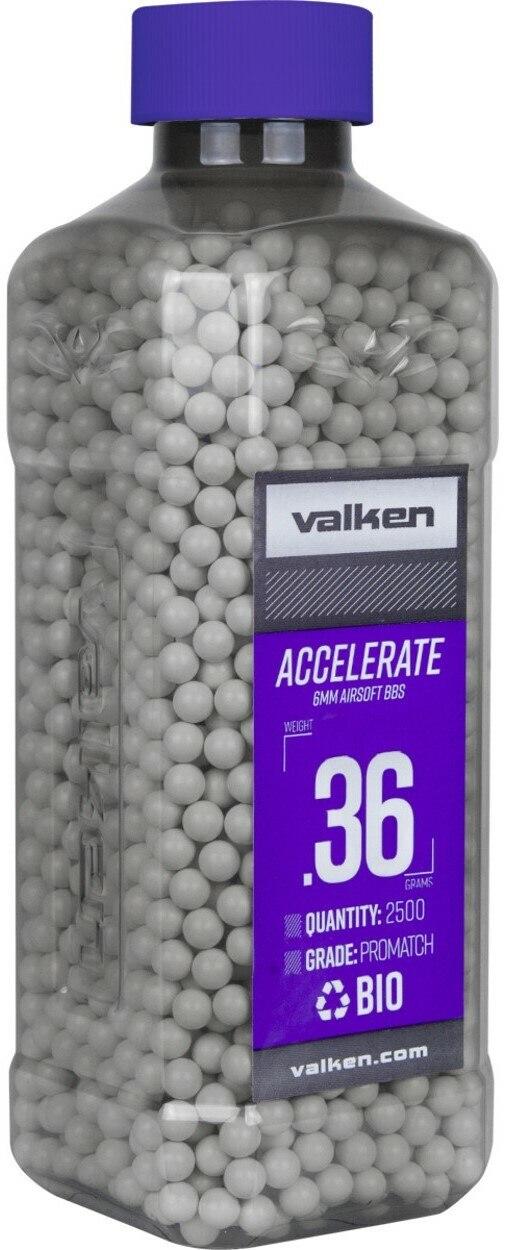 Valken Accelerate 0.36g BBs, 2500 CT., White, Bio