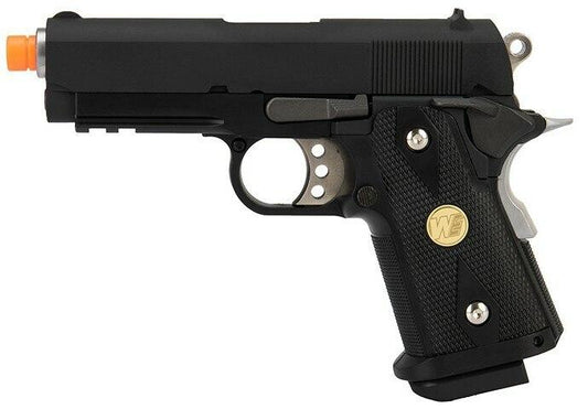 WE Tech 1911 3.8 Baby Hi-Capa Version A Gas Blowback Airsoft Pistol, Black