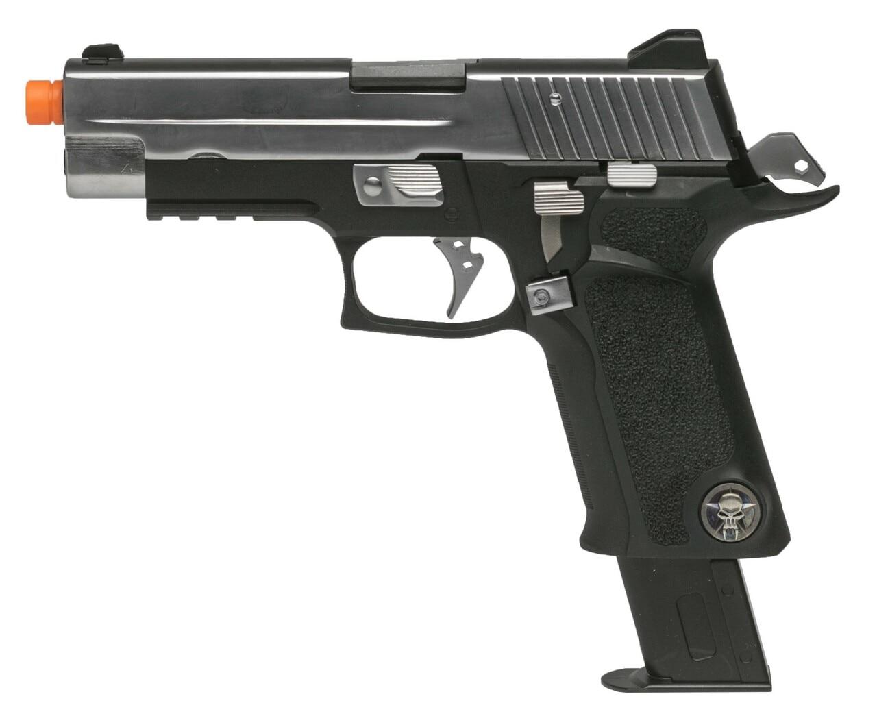 WE Tech P-Virus Two-Tone Gas Blowback Airsoft Pistol, Black / Silver