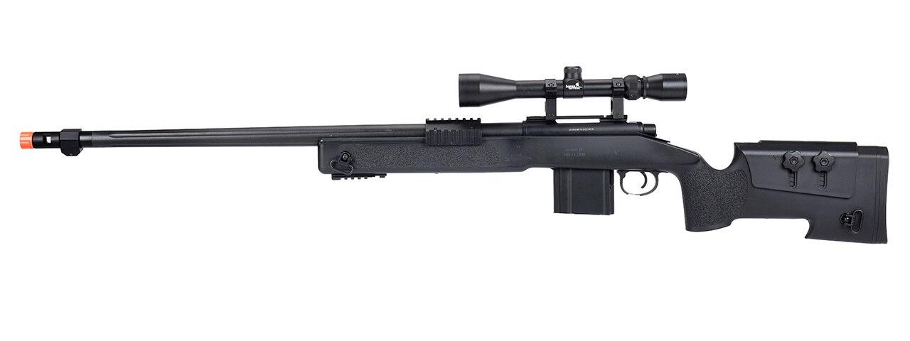 WellFire MB4416 M40A3 Bolt Action Airsoft Sniper Rifle w/ Scope, Black